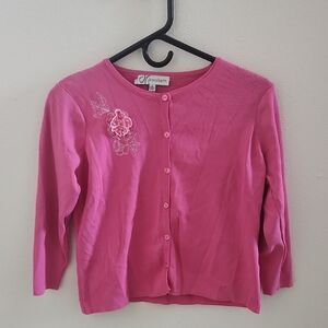 Dressbarn Vibrant Pink Floral Button Top